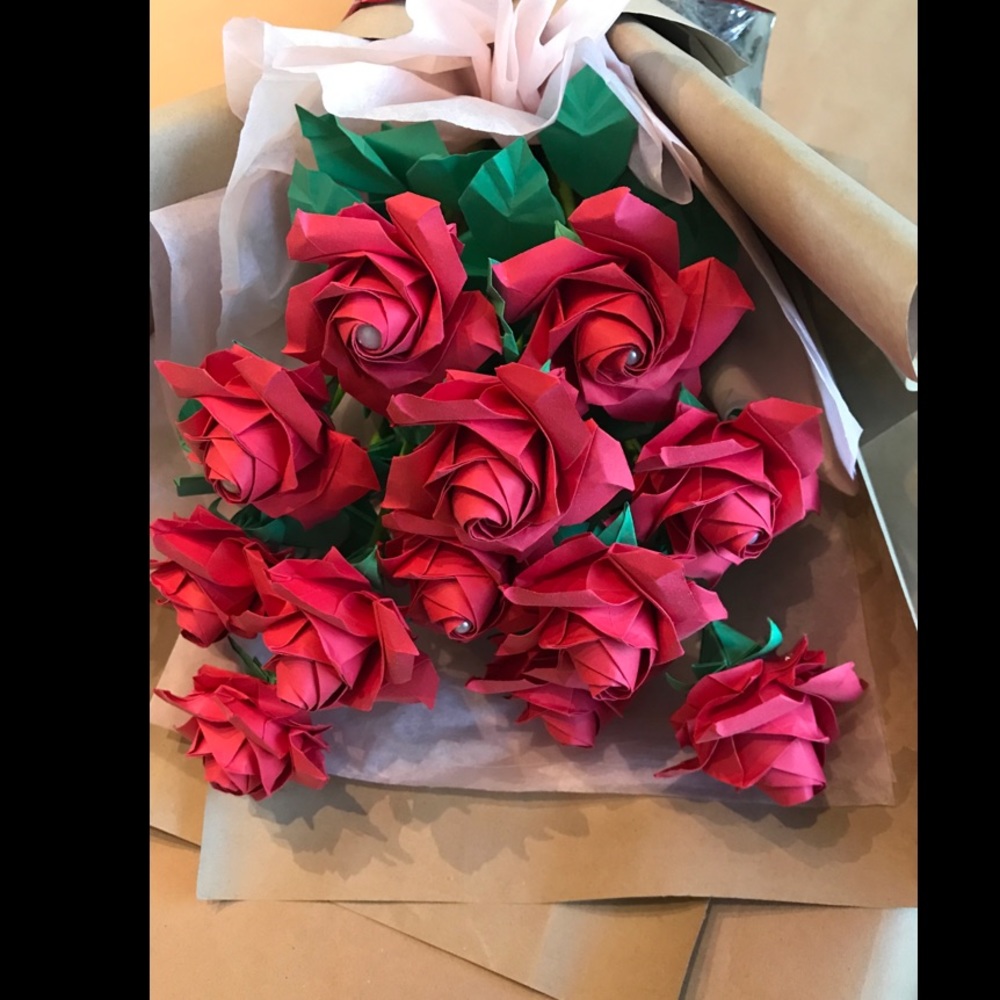 A dozen of paper rose